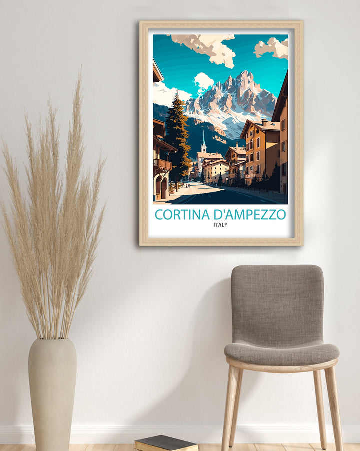 Cortina D'Ampezzo Italy Travel Poster ,