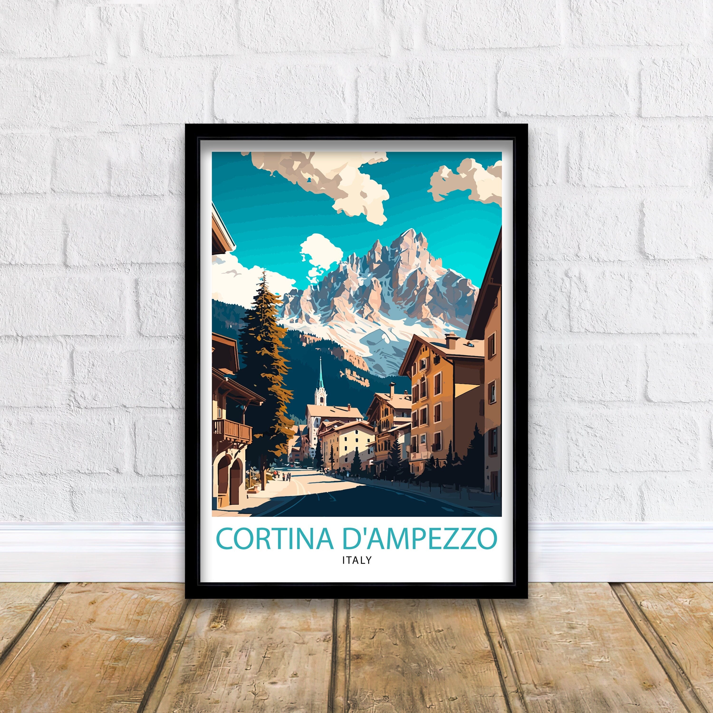 Cortina D'Ampezzo Italy Travel Poster, Matt Print