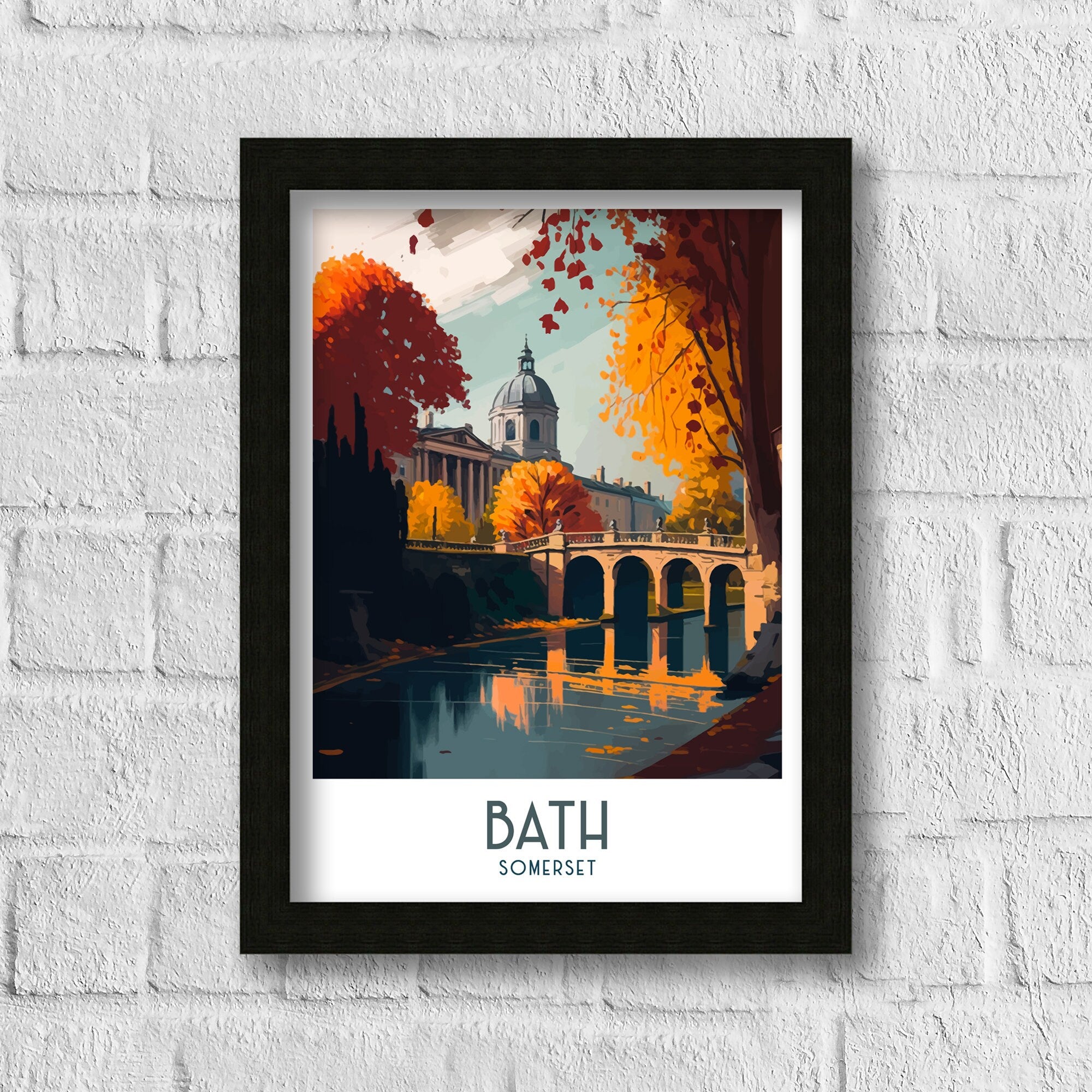 Bath Somerset Illustration Print, England Travel Poster
