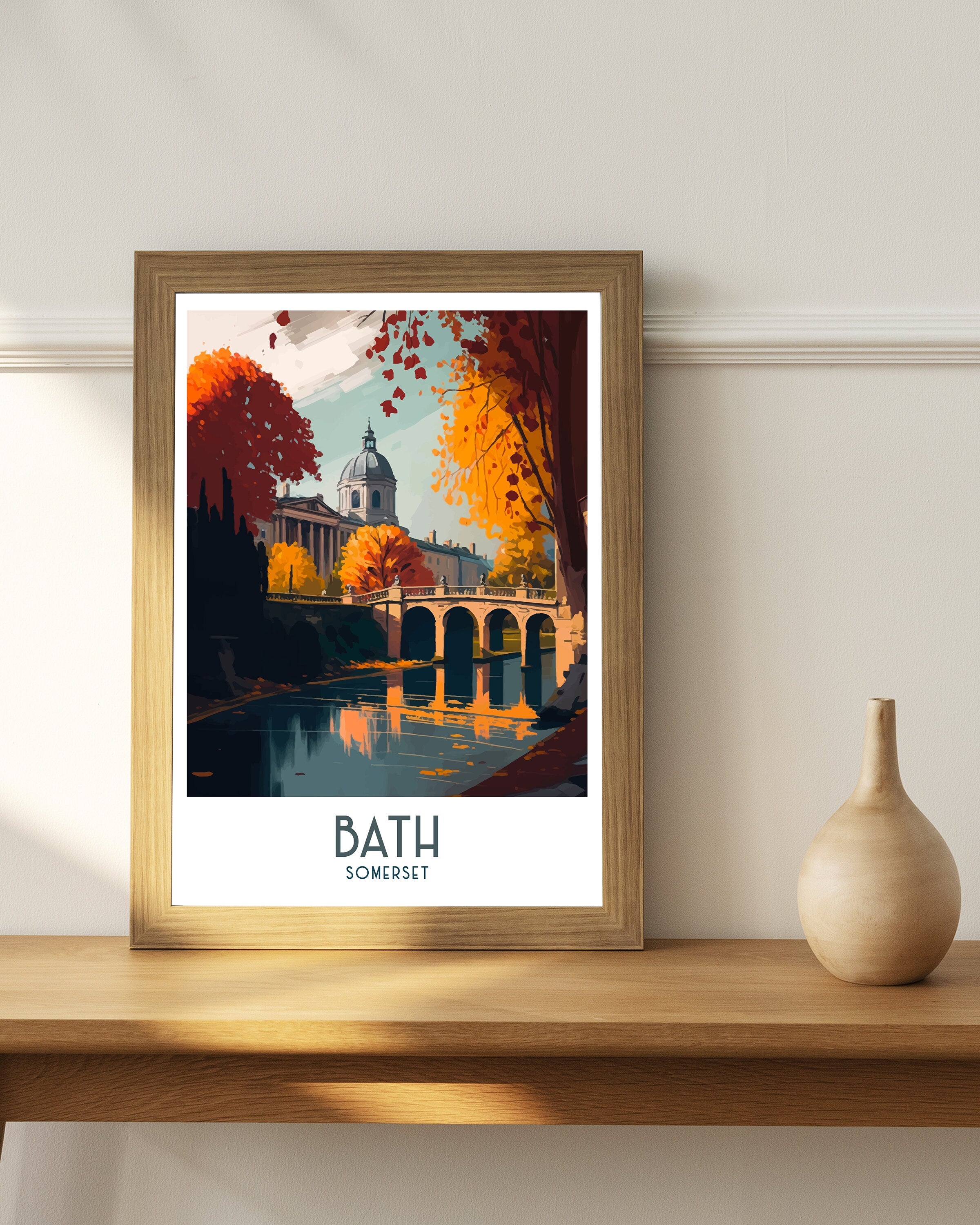 Bath Somerset Illustration Print, England Travel Poster
