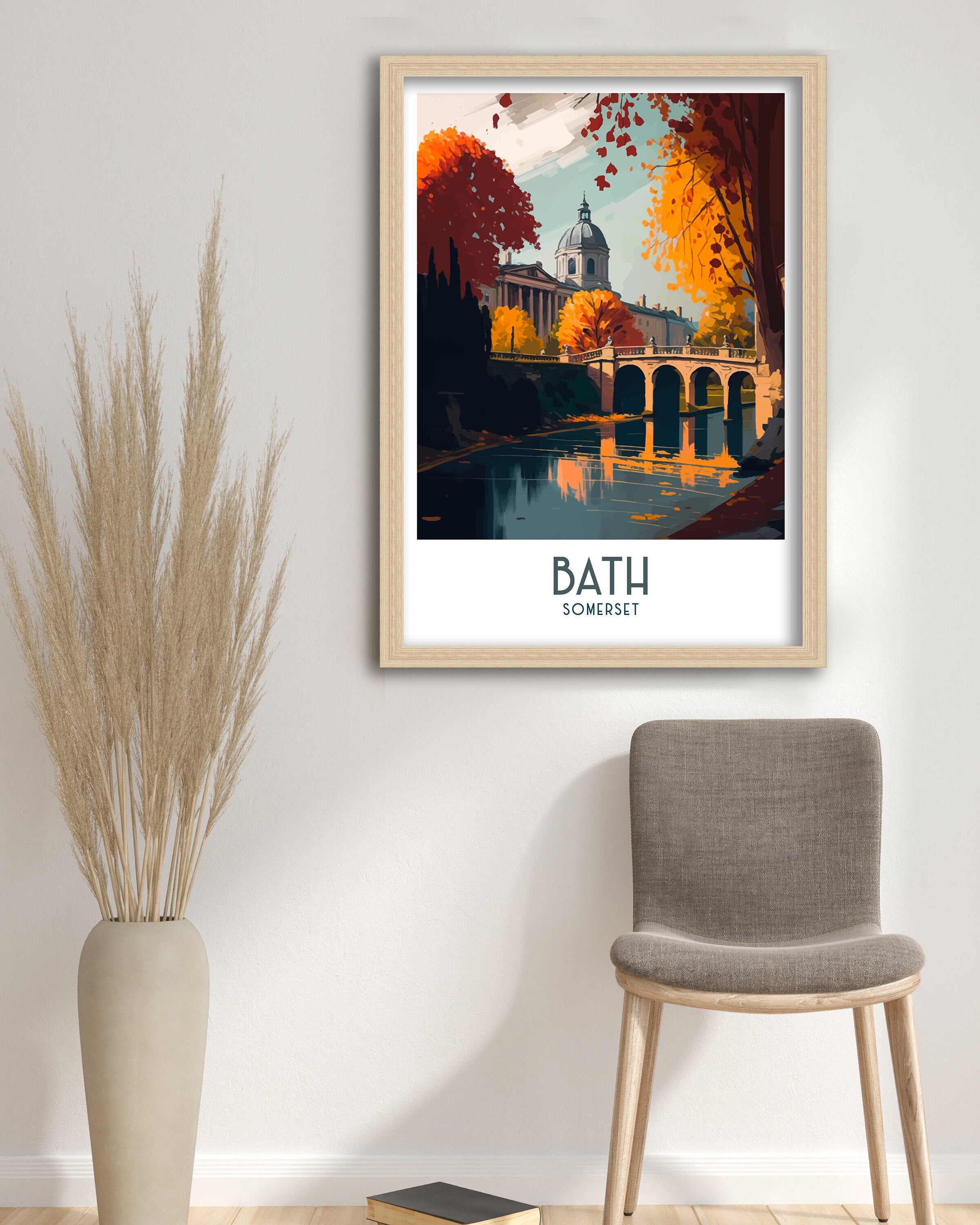 Bath Somerset Illustration Print, England Travel Poster