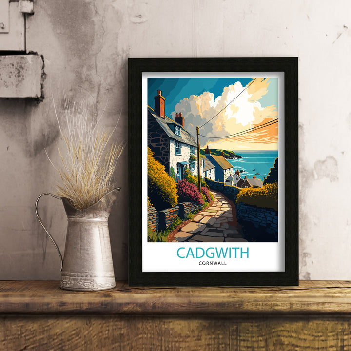 Cadgwith Cornwall Travel Poster Cadgwith Wall Art Cornwall Travel Poster Cadgwith Illustration Cornwall Home Decor Gift For Cornwall Lovers