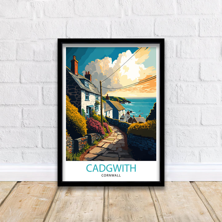 Cadgwith Cornwall Travel Poster Cadgwith Wall Art Cornwall Travel Poster Cadgwith Illustration Cornwall Home Decor Gift For Cornwall Lovers