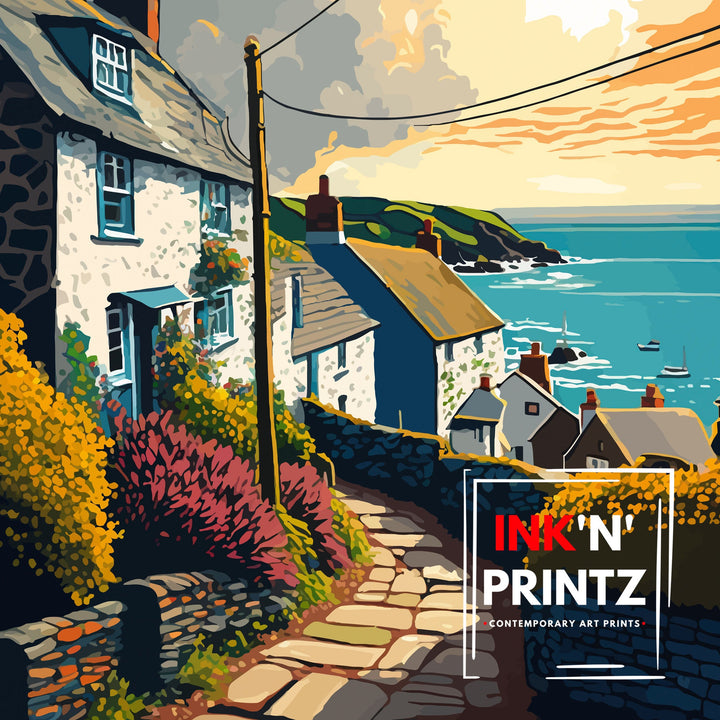 Cadgwith Cornwall Travel Poster Cadgwith Wall Art Cornwall Travel Poster Cadgwith Illustration Cornwall Home Decor Gift For Cornwall Lovers