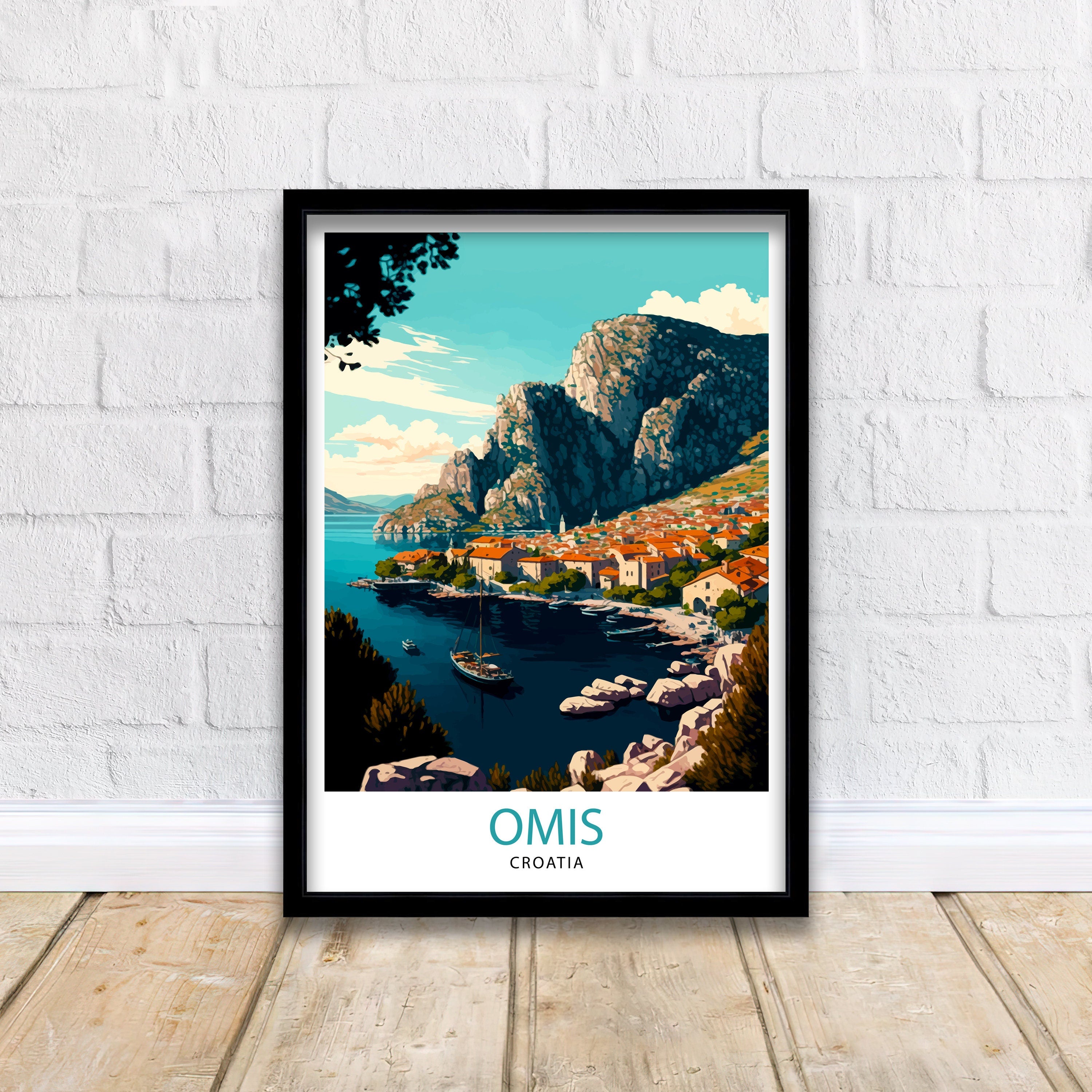 Omis Croatia Travel Print Omis Wall Decor Omis Home Living Decor Omis Illustration Travel Poster Gift for Omis Croatia Home Decor