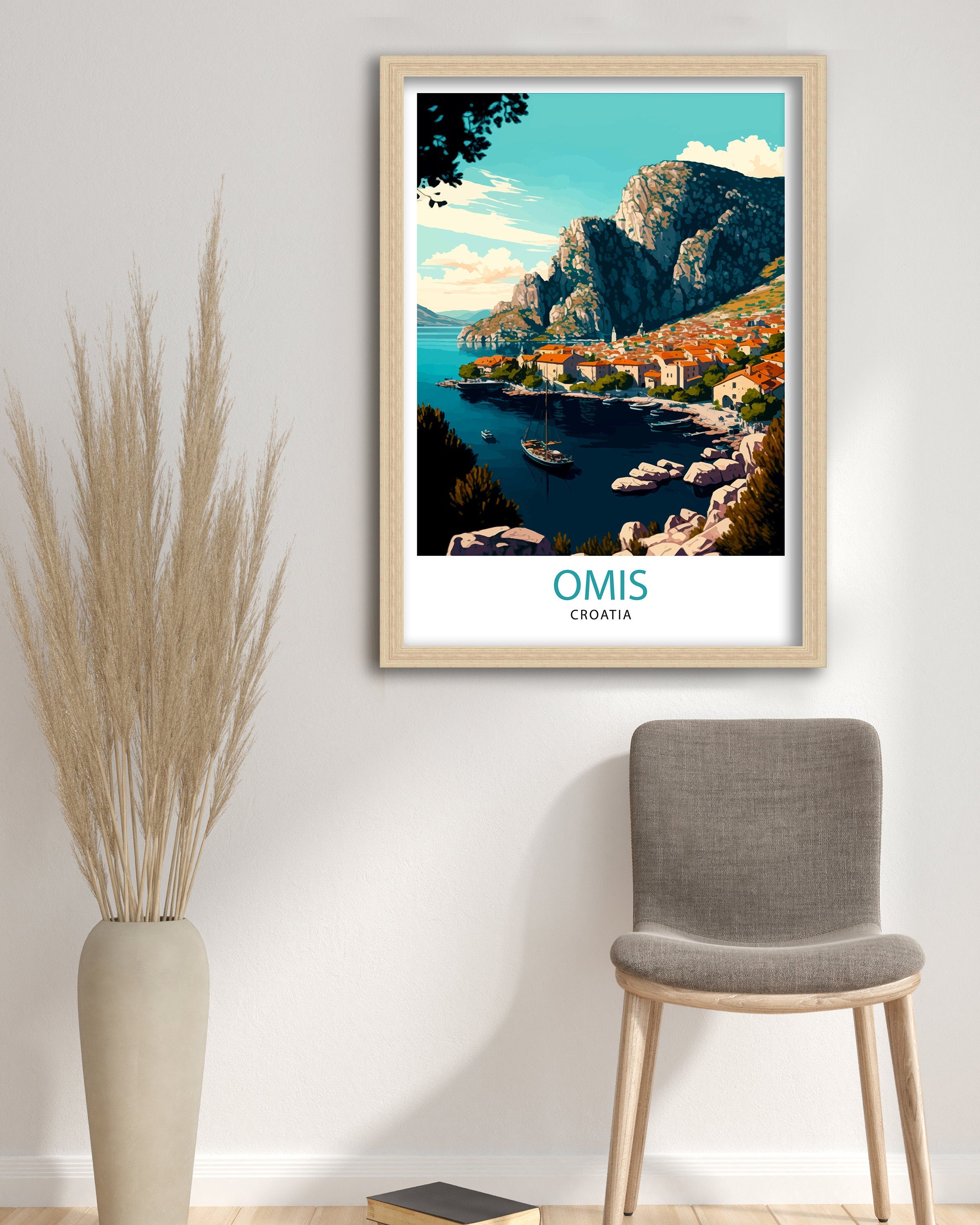 Omis Croatia Travel Print Omis Wall Decor Omis Home Living Decor Omis Illustration Travel Poster Gift for Omis Croatia Home Decor