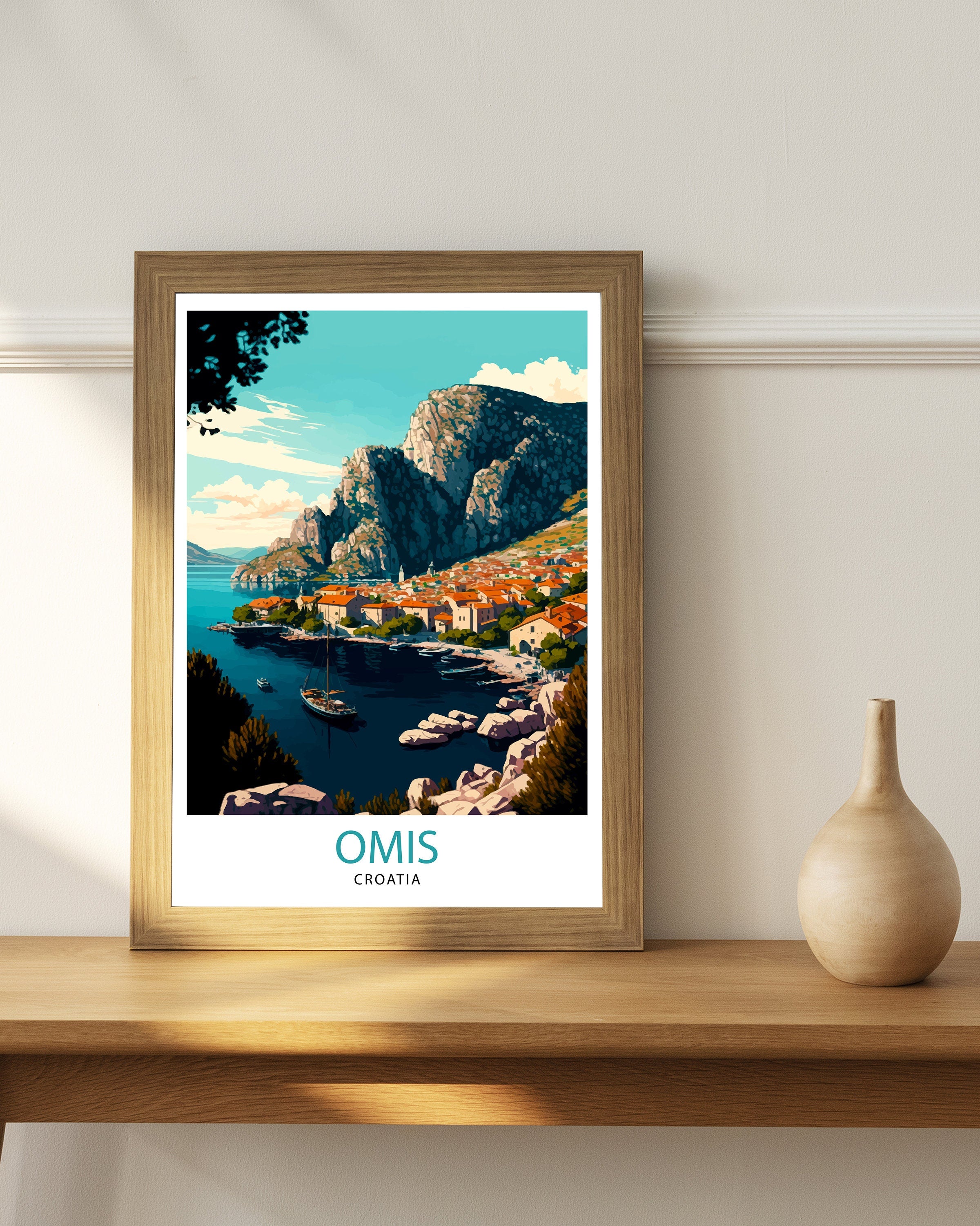 Omis Croatia Travel Print Omis Wall Decor Omis Home Living Decor Omis Illustration Travel Poster Gift for Omis Croatia Home Decor