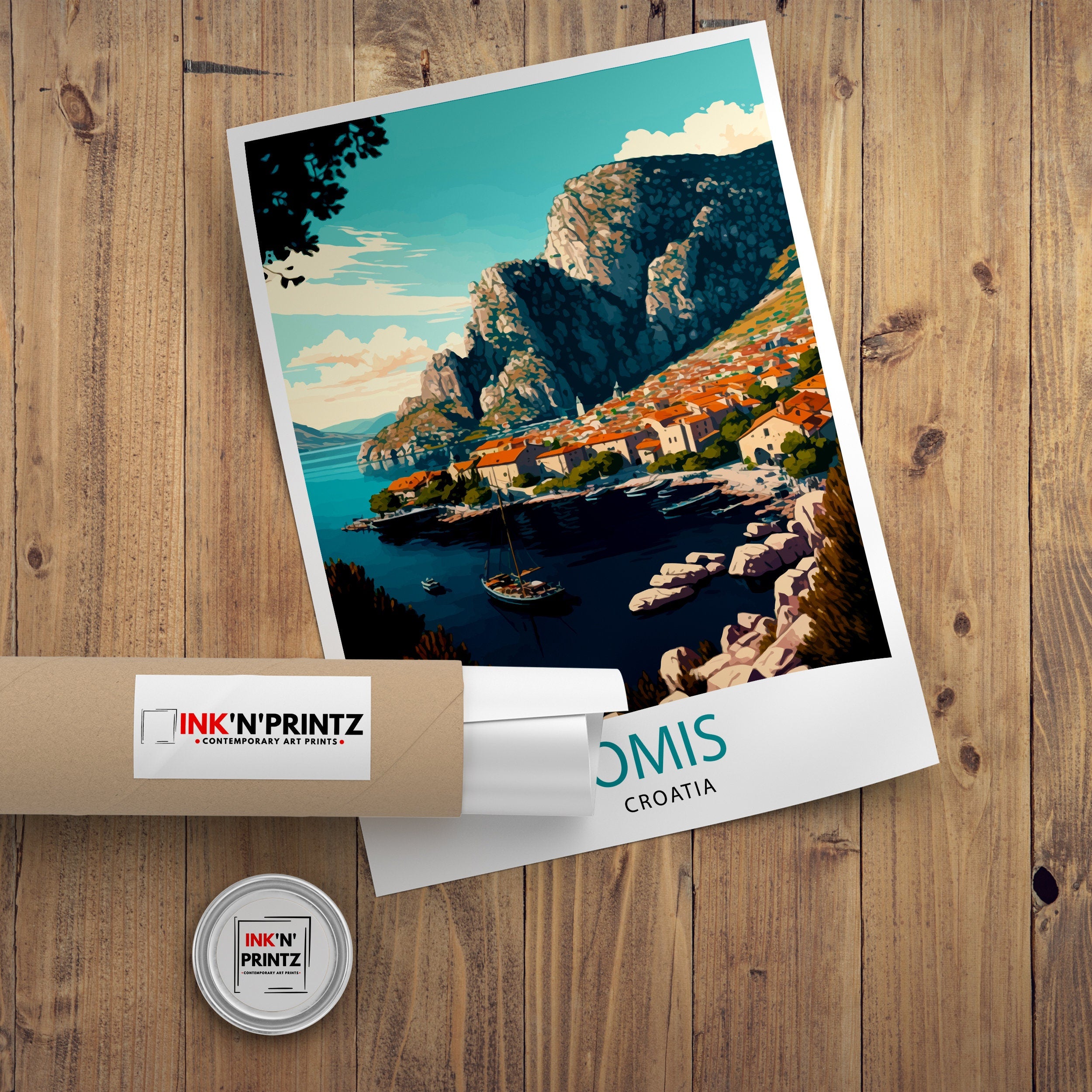 Omis Croatia Travel Print Omis Wall Decor Omis Home Living Decor Omis Illustration Travel Poster Gift for Omis Croatia Home Decor