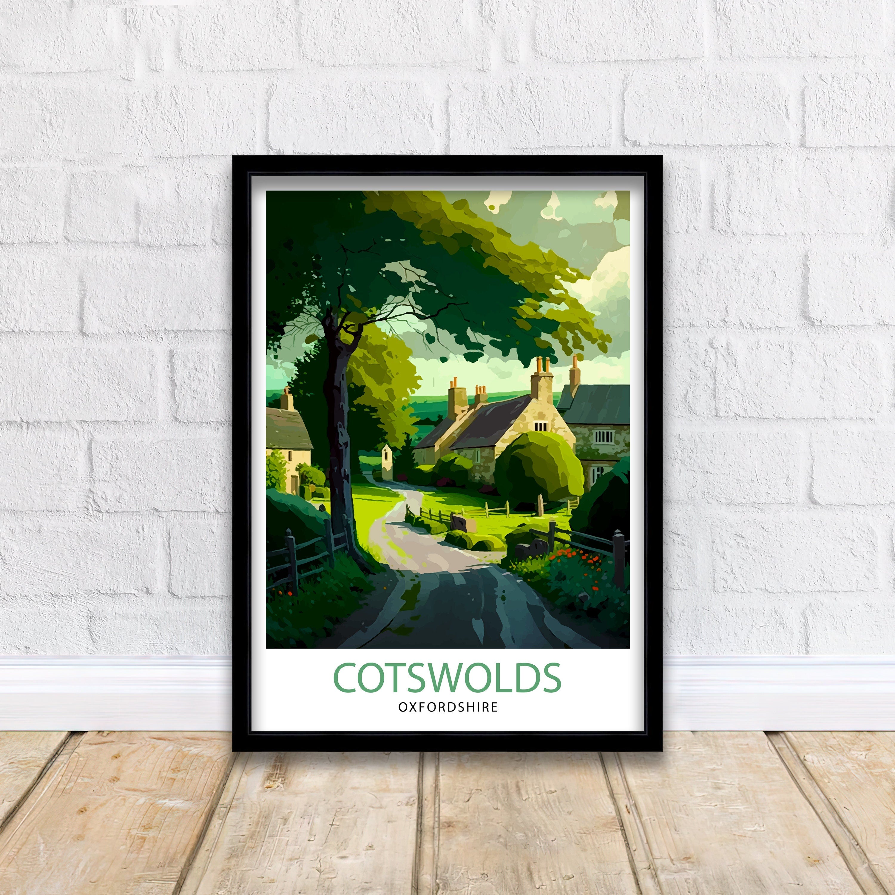 Cotswolds Travel Poster | English Countryside Art Print