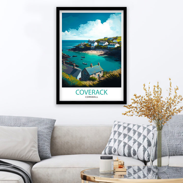 Coverack Cornwall Travel Poster Coverack Wall Art Cornwall Coastal Decor Coverack Illustration Travel Poster Gift For Cornwall UK Home Decor