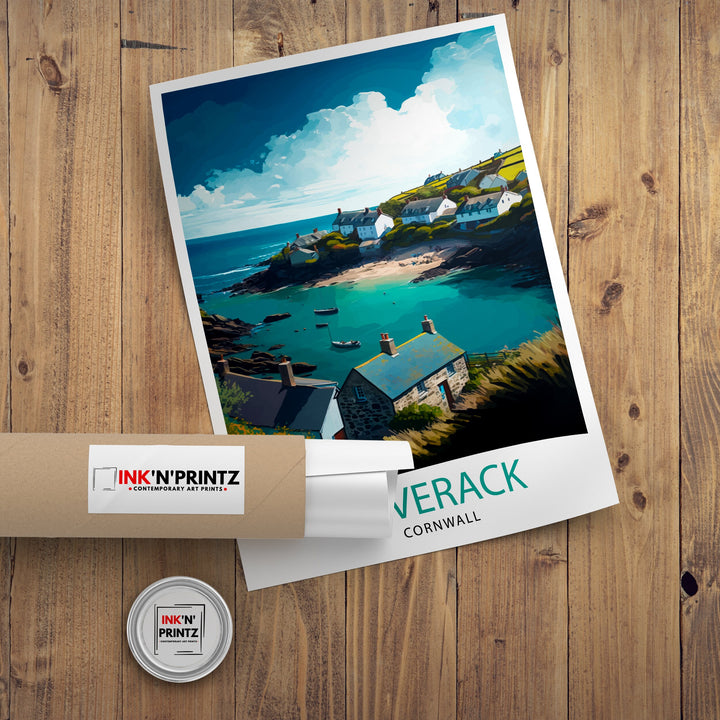 Coverack Cornwall Travel Poster Coverack Wall Art Cornwall Coastal Decor Coverack Illustration Travel Poster Gift For Cornwall UK Home Decor