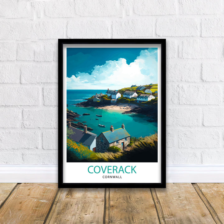 Coverack Cornwall Travel Poster Coverack Wall Art Cornwall Coastal Decor Coverack Illustration Travel Poster Gift For Cornwall UK Home Decor