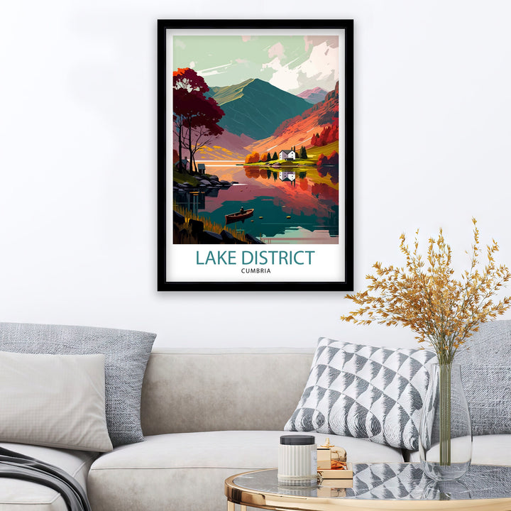 Lake District Cumbria Travel Poster Lake District Wall Art Lake District Home Decor Lake District Illustration Travel Poster, Gift for Lake