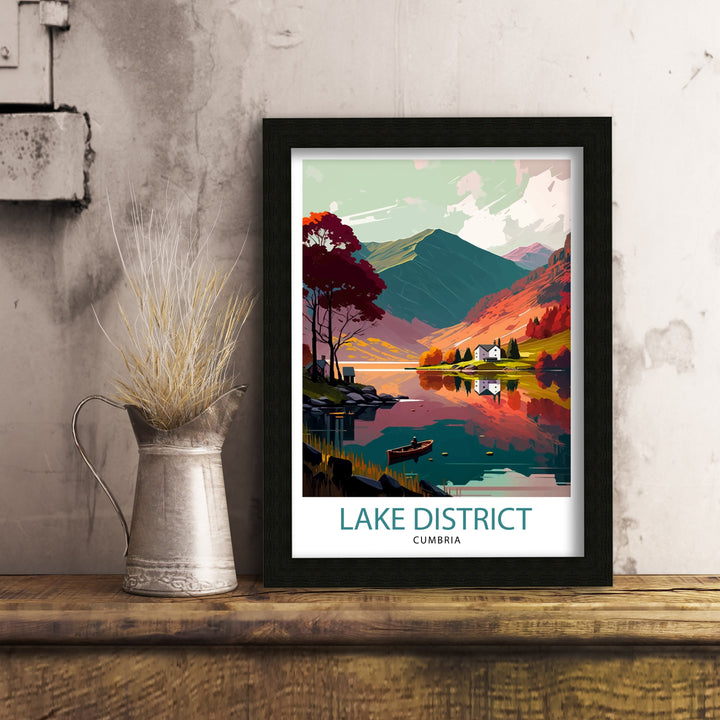 Lake District Cumbria Travel Poster Lake District Wall Art Lake District Home Decor Lake District Illustration Travel Poster, Gift for Lake