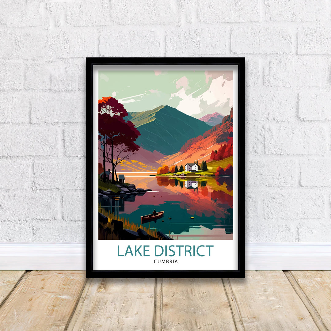 Lake District Cumbria Travel Poster Lake District Wall Art Lake District Home Decor Lake District Illustration Travel Poster, Gift for Lake