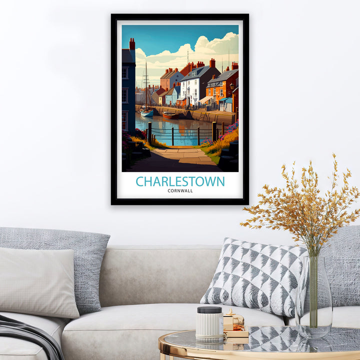 Charlestown Cornwall Travel Poster Charlestown Wall Art Charlestown Illustration Cornwall Travel Poster Charlestown Gift