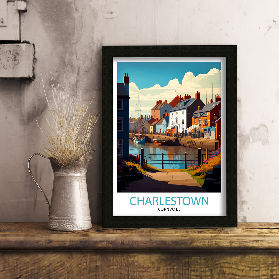 Charlestown Cornwall Travel Poster Charlestown Wall Art Charlestown Illustration Cornwall Travel Poster Charlestown Gift