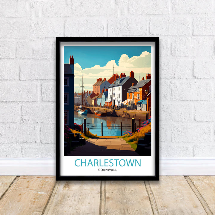 Charlestown Cornwall Travel Poster Charlestown Wall Art Charlestown Illustration Cornwall Travel Poster Charlestown Gift