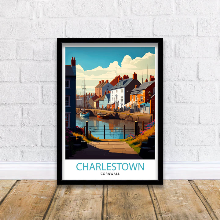 Charlestown Cornwall Travel Poster Charlestown Wall Art Charlestown Illustration Cornwall Travel Poster Charlestown Gift