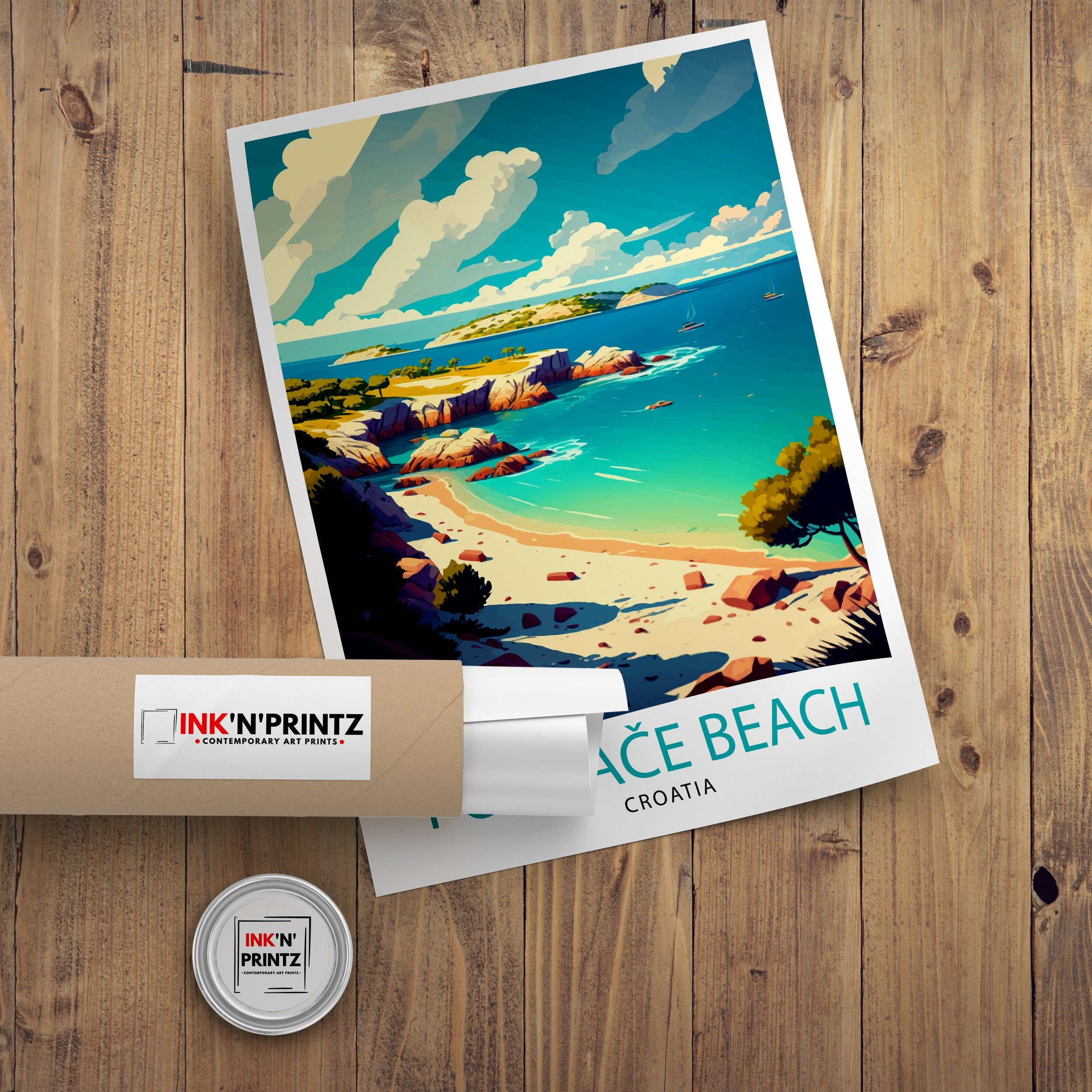 Podrace Beach Croatia Travel Print Wall Decor Croatia Illustration Travel Poster Gift For Croatia Home Decor