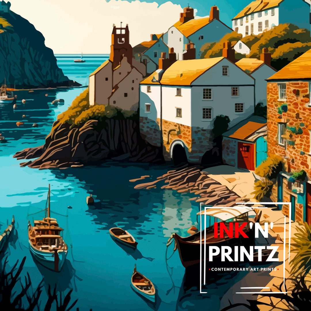 Polperro Cornwall Travel Poster Cornwall