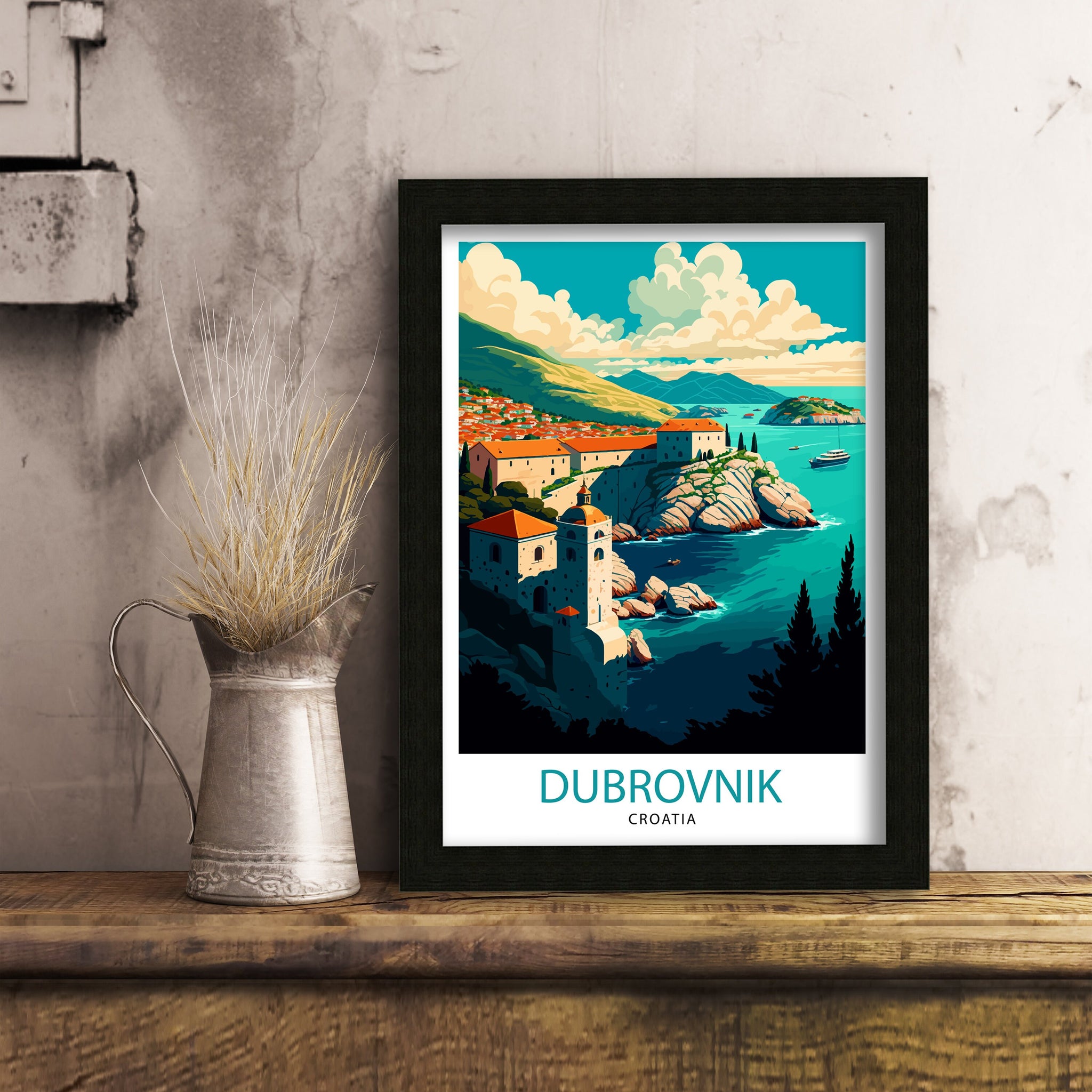 Dubrovnik Croatia Travel Print Dubrovnik Wall Art Croatia Illustration Dubrovnik Travel Poster Gift for Dubrovnik Croatia Home Decor