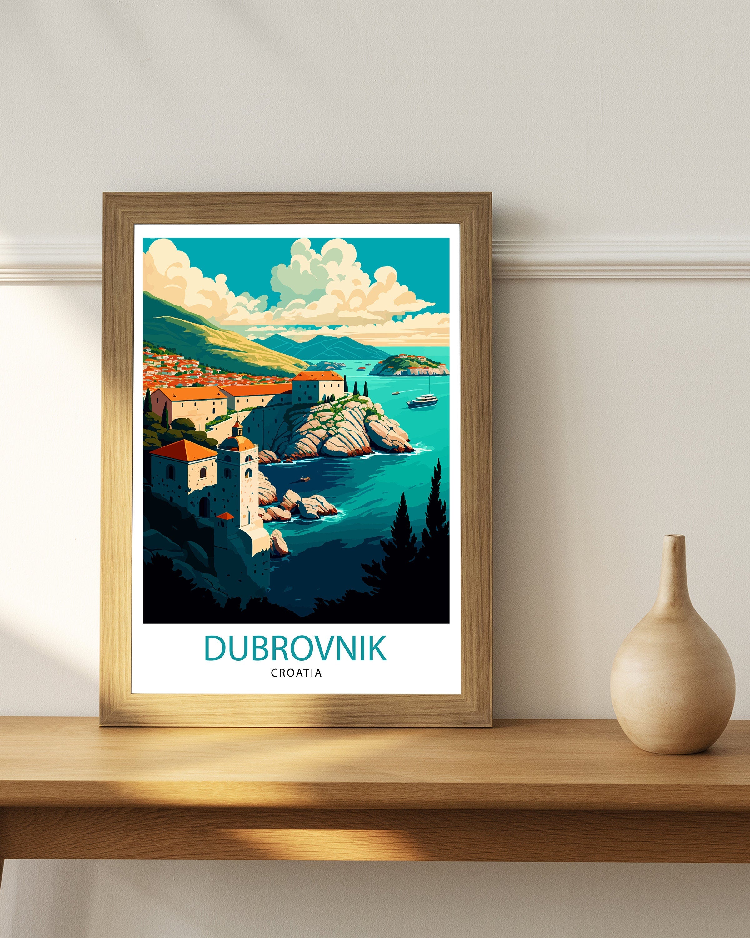 Dubrovnik Croatia Travel Print Dubrovnik Wall Art Croatia Illustration Dubrovnik Travel Poster Gift for Dubrovnik Croatia Home Decor