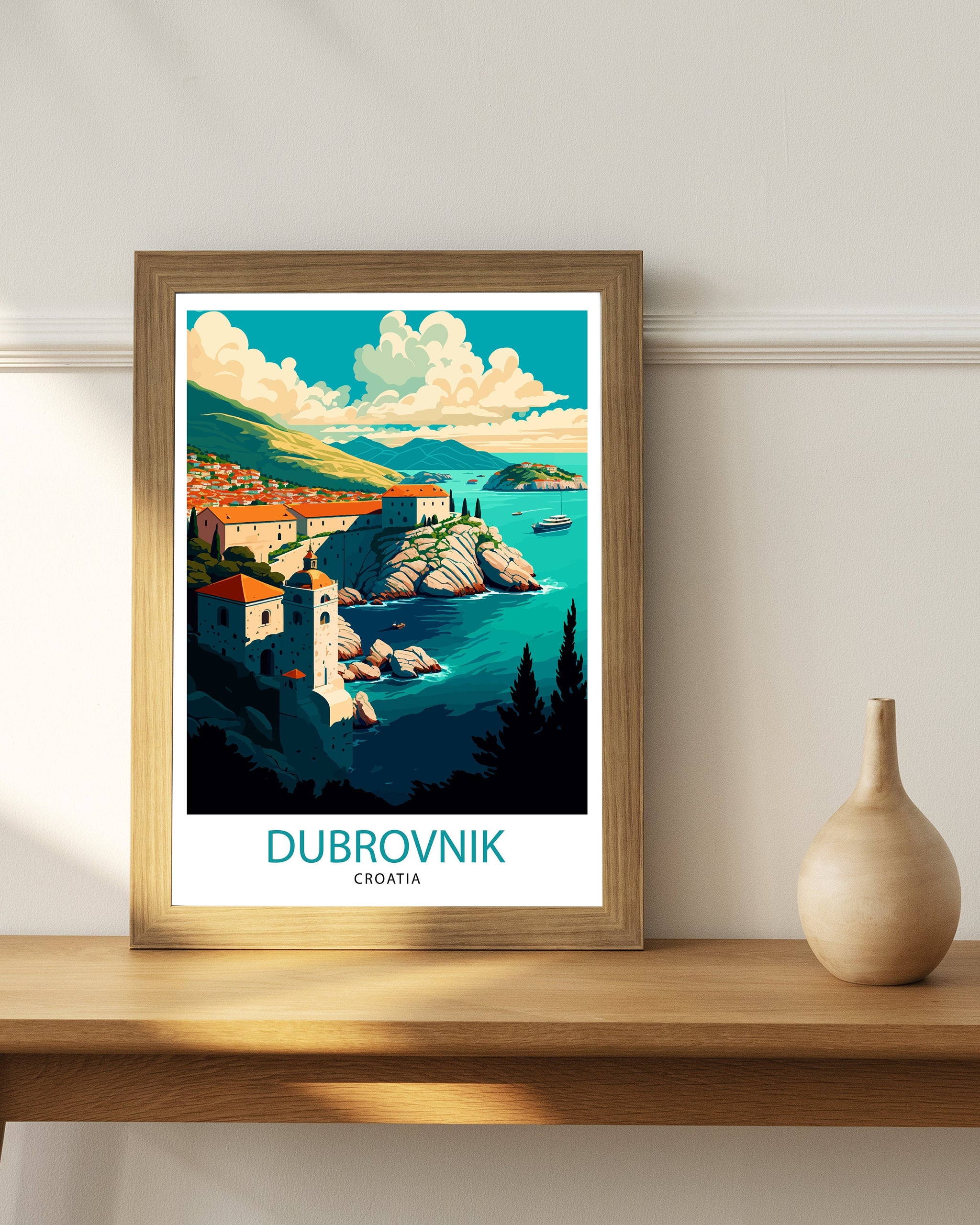 Dubrovnik Croatia Travel Print Dubrovnik Wall Art Croatia Illustration Dubrovnik Travel Poster Gift for Dubrovnik Croatia Home Decor