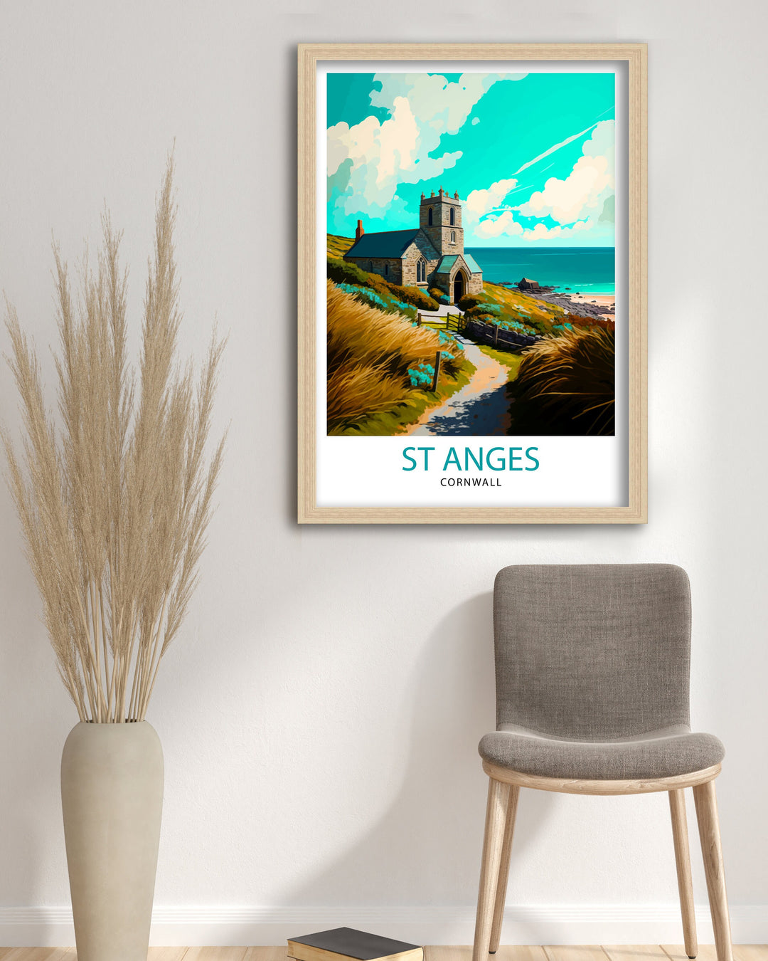 St Agnes Cornwall Travel Poster St Agnes Wall Art St Agnes Home Decor Cornwall Illustration Travel Poster Gift for Cornwall Lover, UK Travel