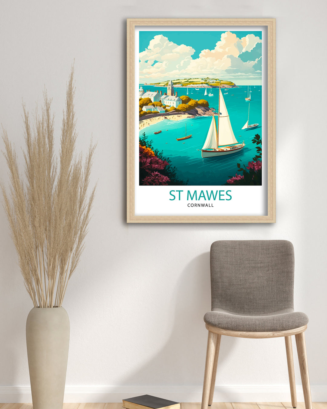 St Mawes Cornwall Travel Poster St Mawes Wall Art Cornwall Illustration Travel Poster Gift For St Mawes, Cornwall Home Decor