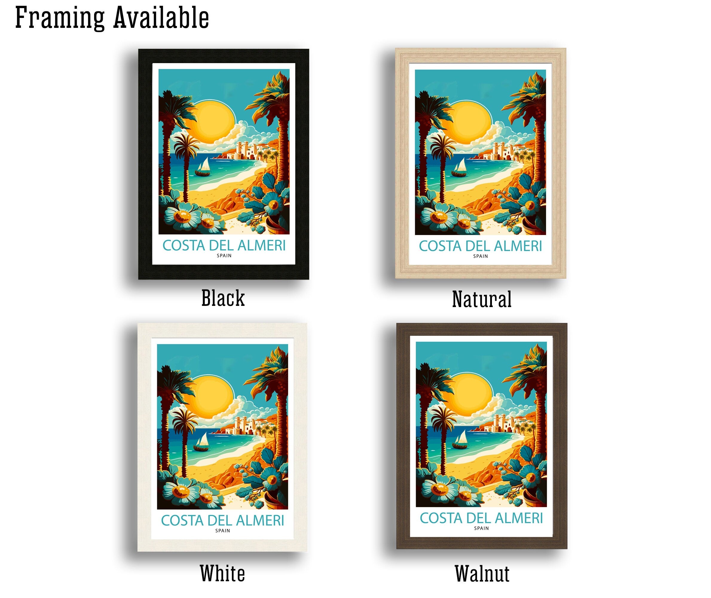 Costa del Almeria Travel Print, Spain Coastal Wall Art
