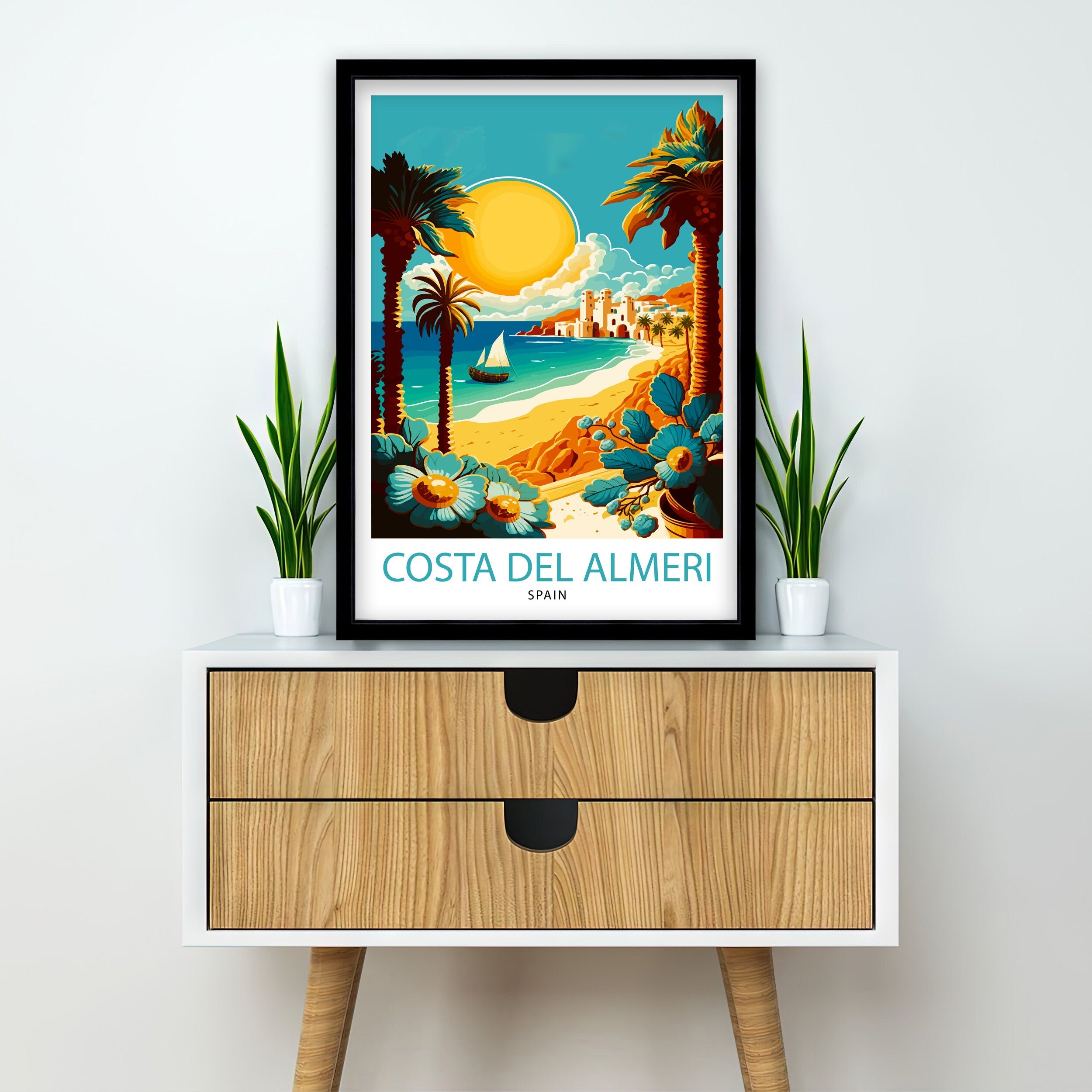 Costa del Almeria Travel Print, Spain Coastal Wall Art