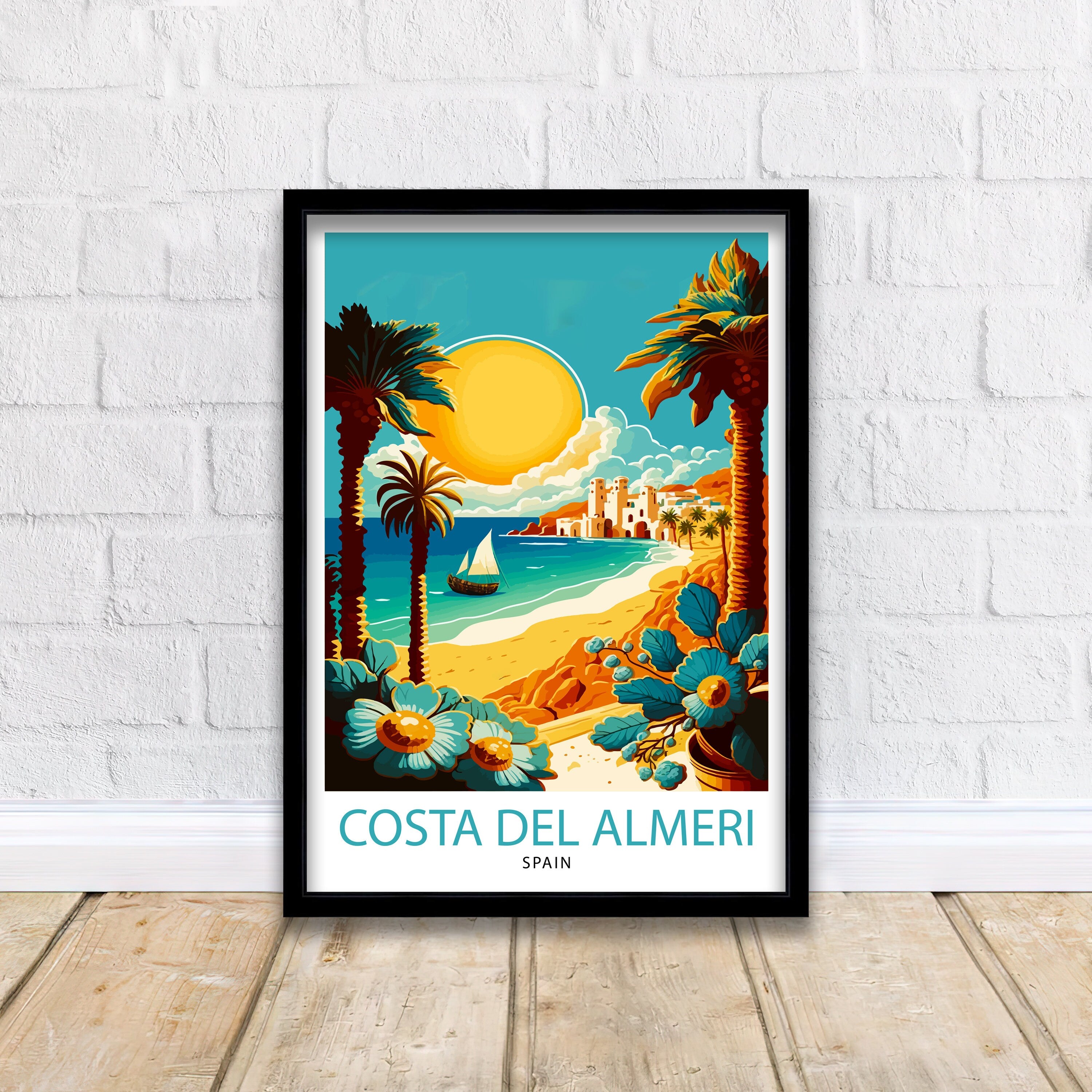 Costa del Almeria Travel Print, Spain Coastal Wall Art
