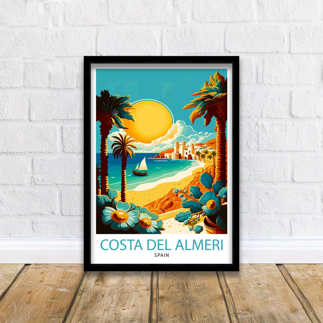 Costa del Almeria Travel Poster Spain Wall Art Almeria Illustration Coastal Decor Spain Travel Poster