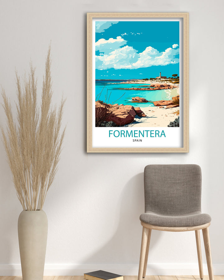 Formentera Travel Poster , Formentera Wall Art Formentera Island Poster Formentera Home Decor Formentera Illustration Travel Poster Gift