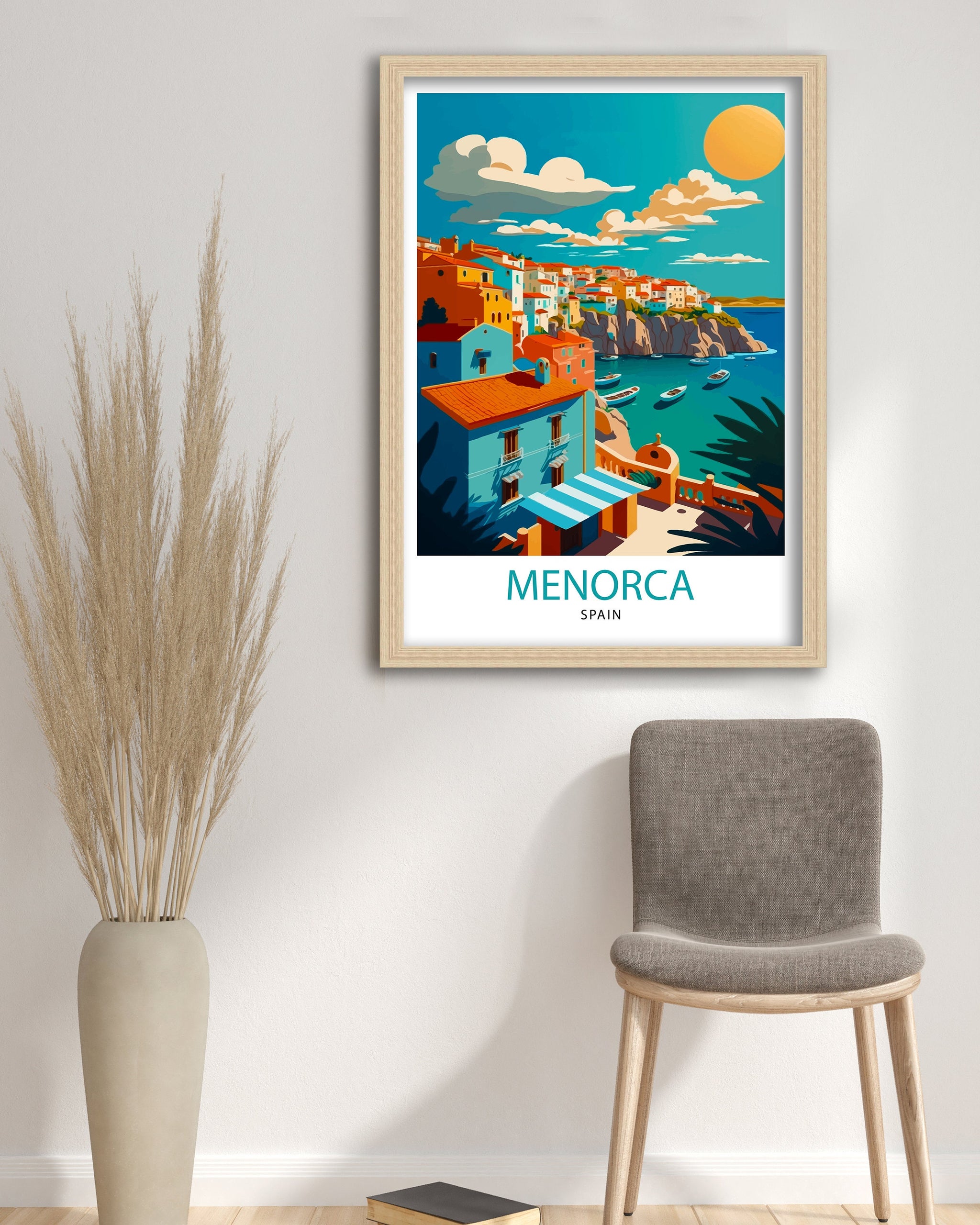 Menorca Spain Travel Illustration, Coastal Art Print