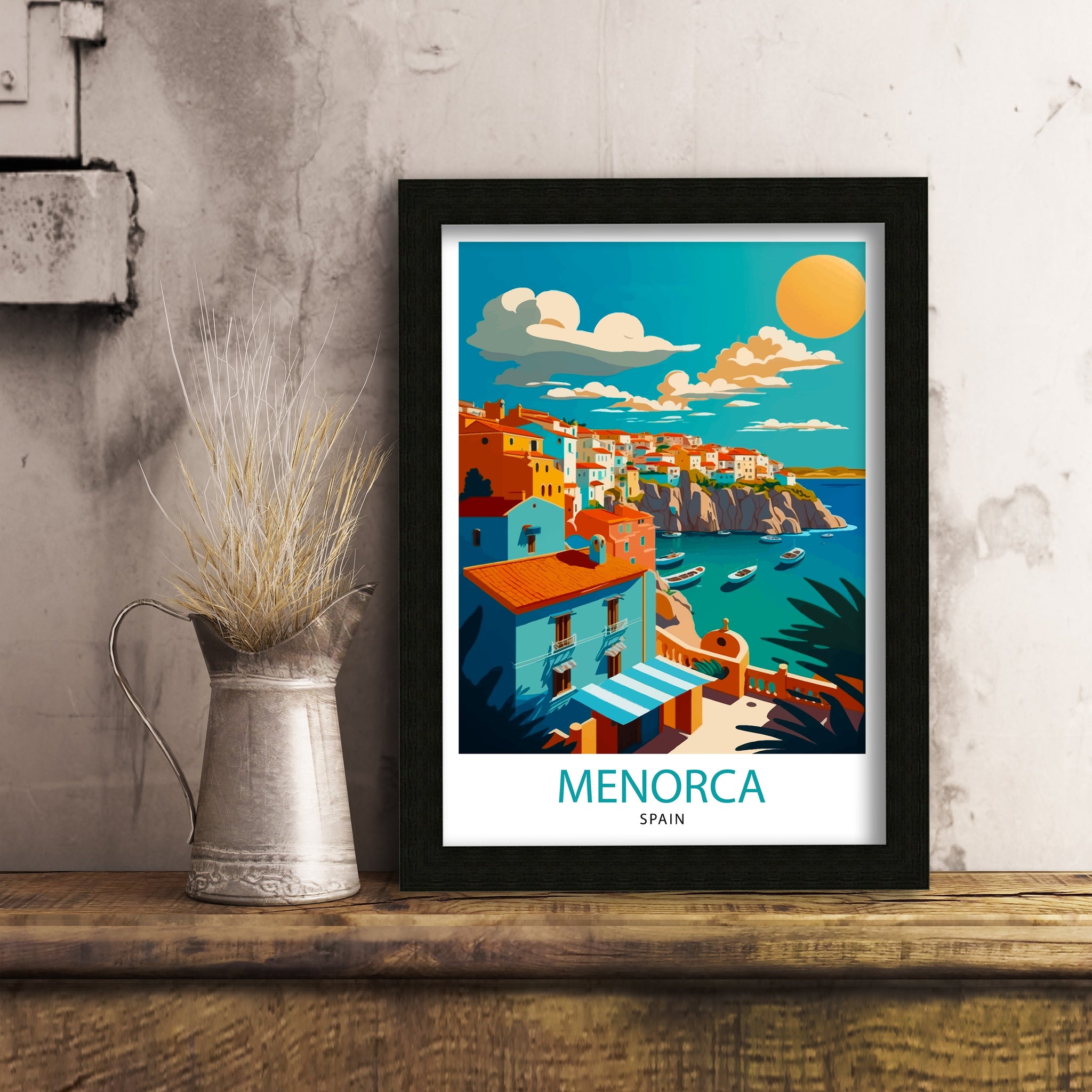 Menorca Spain Travel Illustration, Coastal Art Print