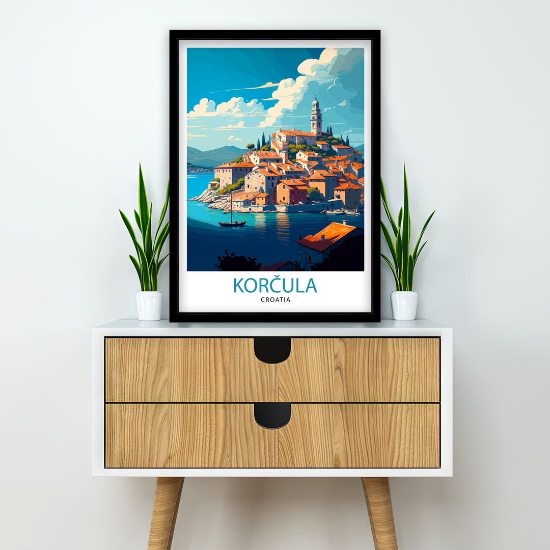 Korcula Croatia Travel Poster Korcula Wall Art Korcula Home Decor Korcula Illustration Croatia Travel Poster Gift For Croatia Korcula Island