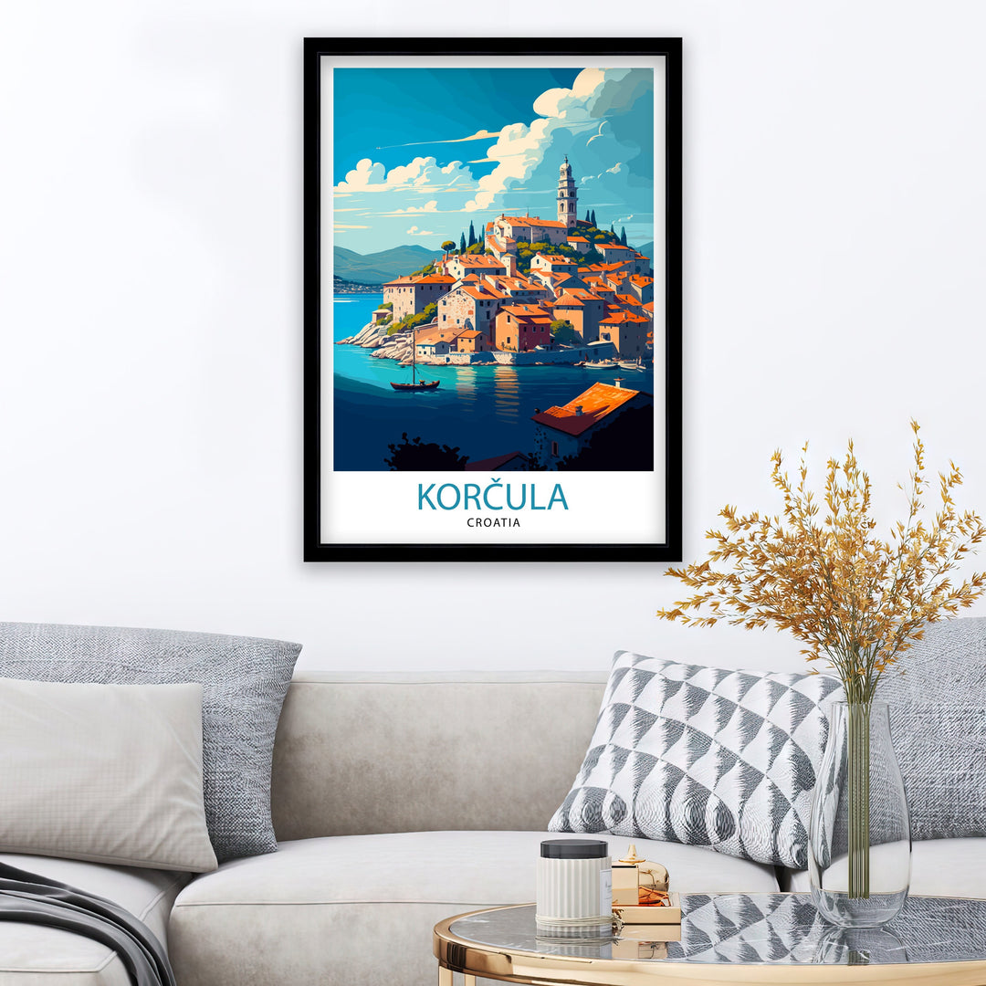 Korcula Croatia Travel Poster Korcula Wall Art Korcula Home Decor Korcula Illustration Croatia Travel Poster Gift For Croatia Korcula Island