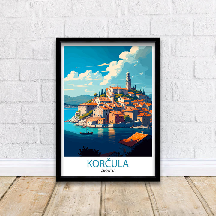 Korcula Croatia Travel Poster Korcula Wall Art Korcula Home Decor Korcula Illustration Croatia Travel Poster Gift For Croatia Korcula Island