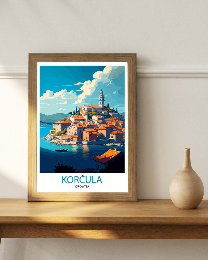 Korcula Croatia Travel Poster Korcula Wall Art Korcula Home Decor Korcula Illustration Croatia Travel Poster Gift For Croatia Korcula Island