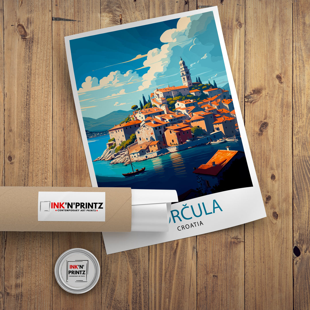 Korcula Croatia Travel Poster Korcula Wall Art Korcula Home Decor Korcula Illustration Croatia Travel Poster Gift For Croatia Korcula Island