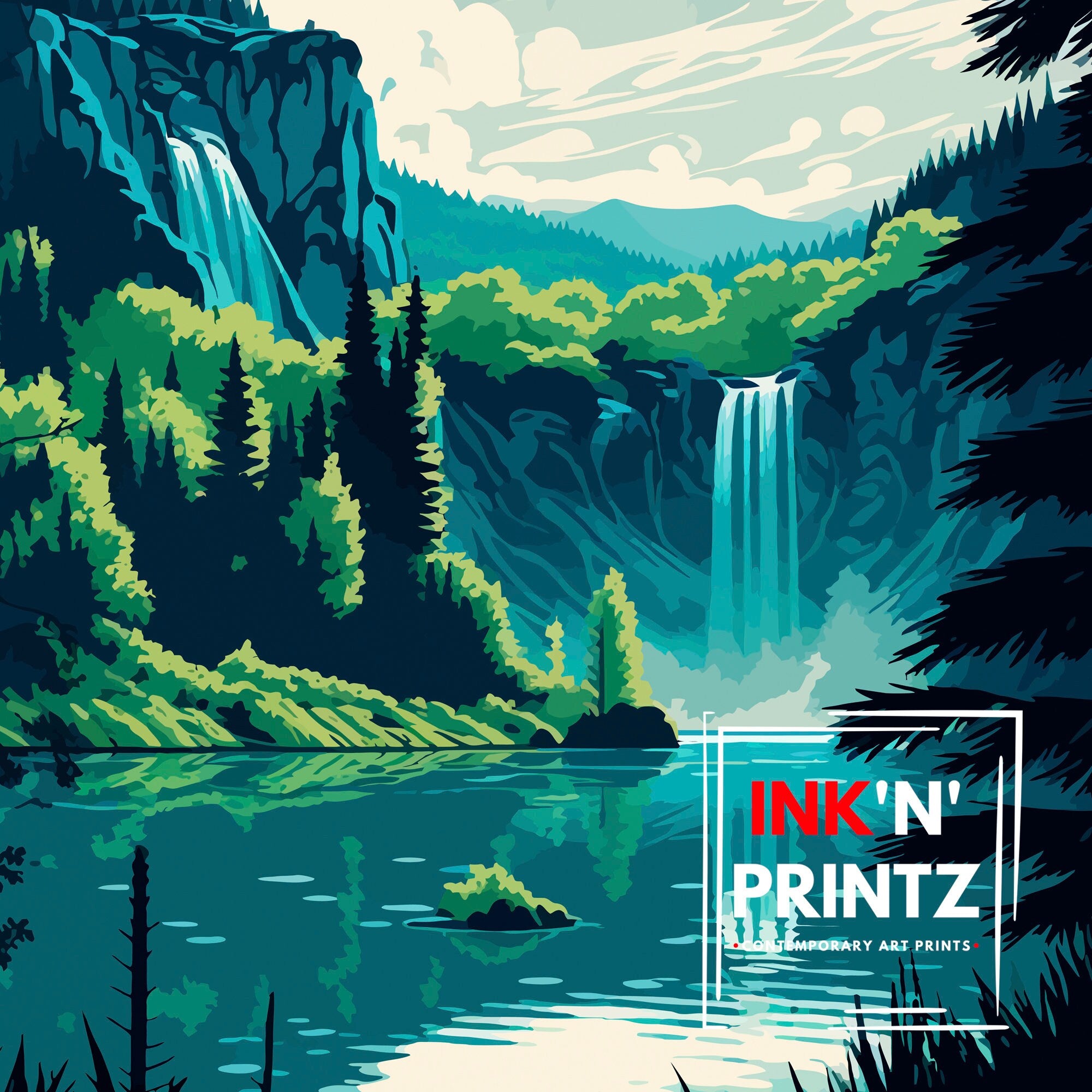 Plitvice Lakes Croatia Print, National Park Travel Poster