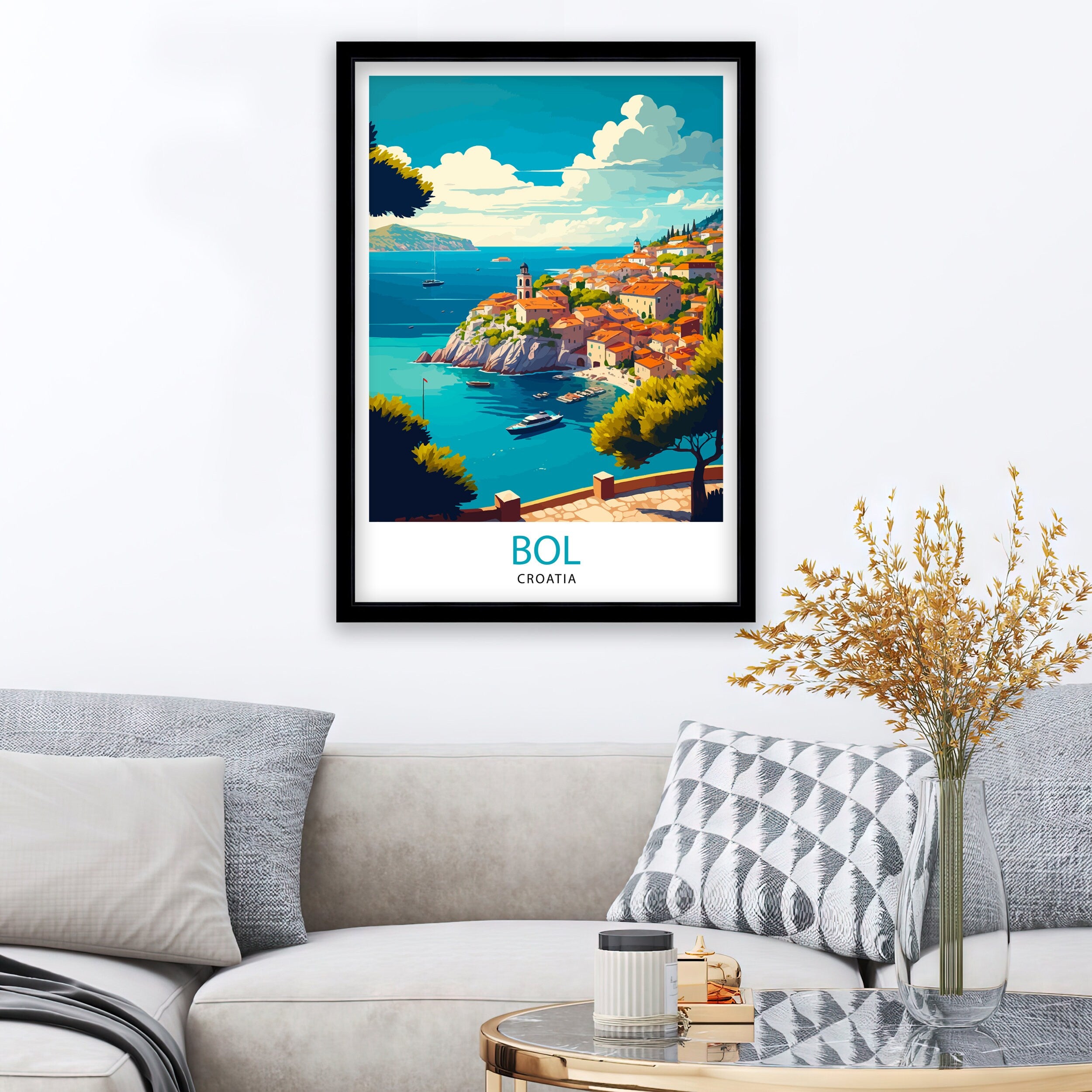 Bol Croatia Travel Poster Print, Coastal Town Art