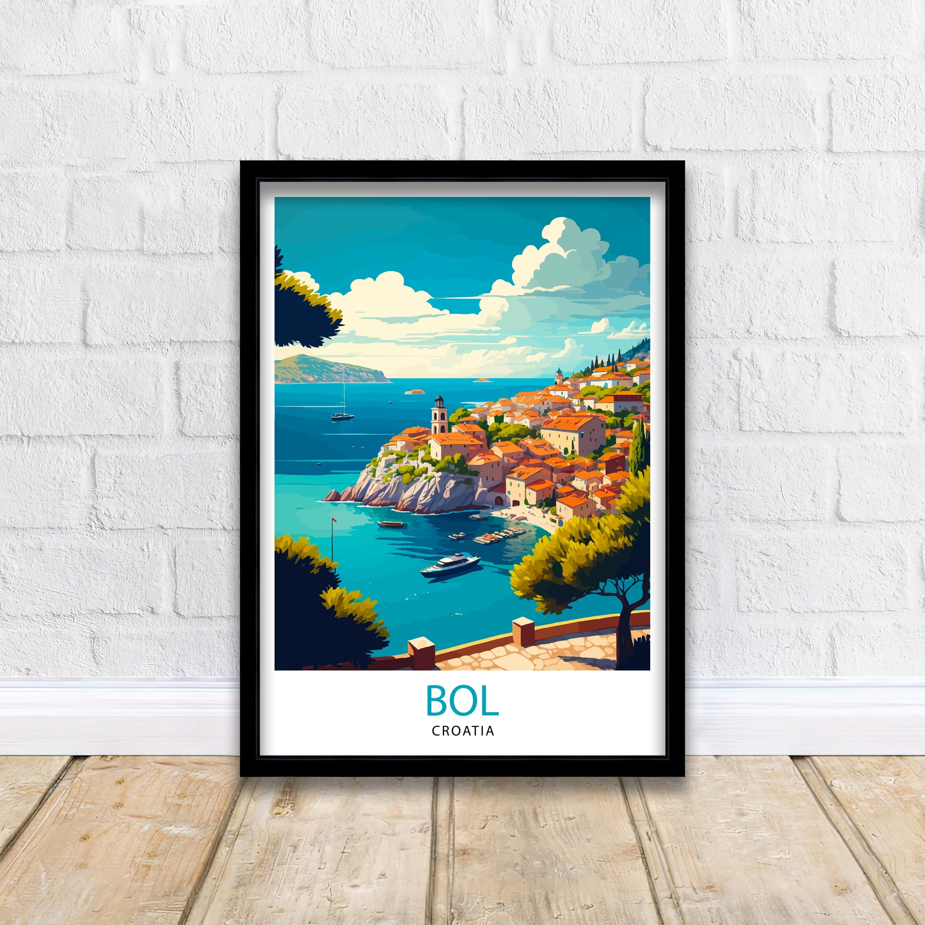 Bol Croatia Travel Poster Print, Coastal Town Art