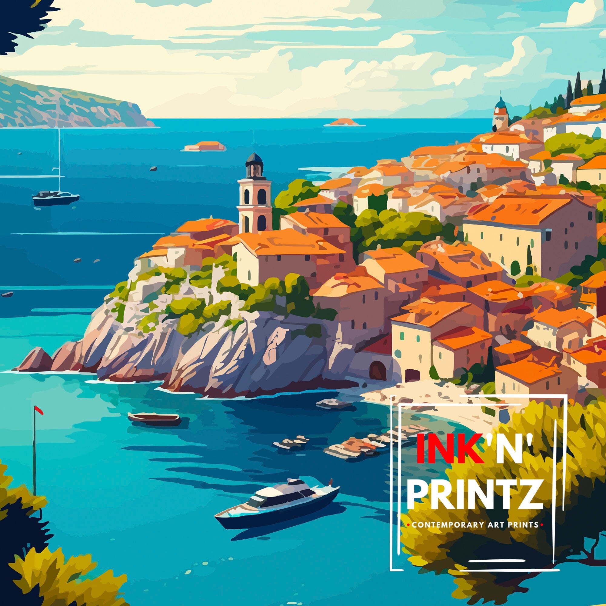 Bol Croatia Travel Poster Print, Coastal Town Art