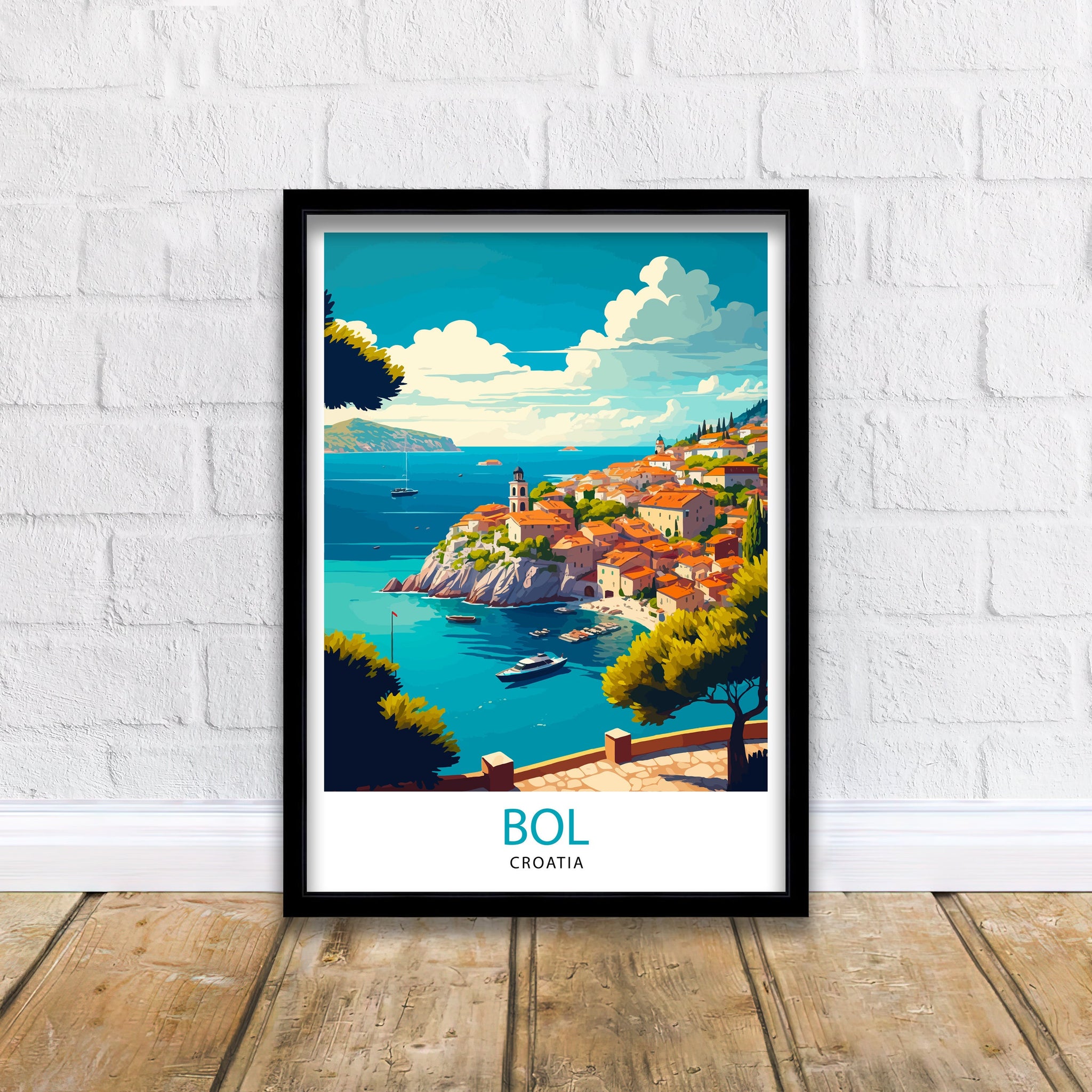Bol Croatia Travel Poster Print, Coastal Town Art