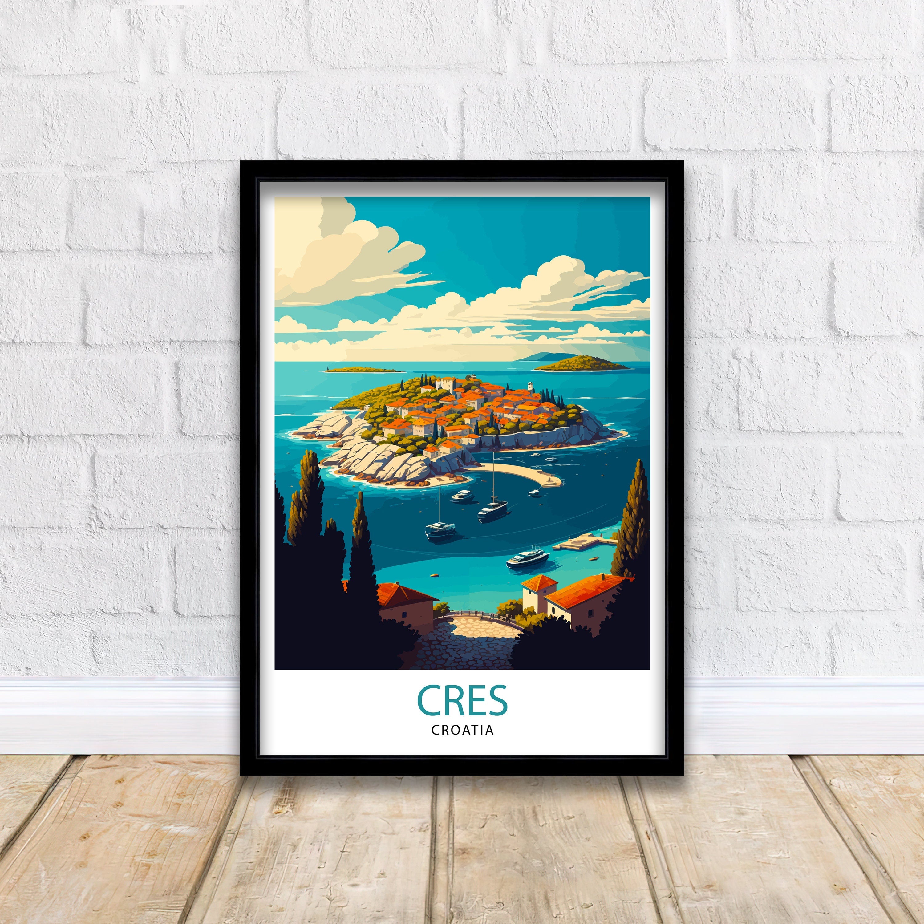 Cres Island Croatia Art Print, Coastal Travel Poster