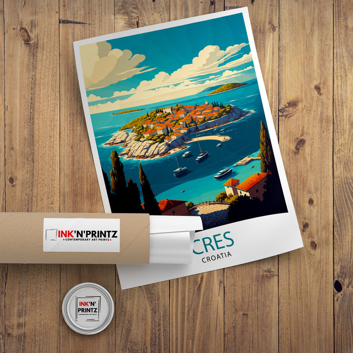 Cres Croatia Travel Poster Cres Island Wall Art Croatia Travel Poster Gift For Traveler Home Living Decor Illustration Poster