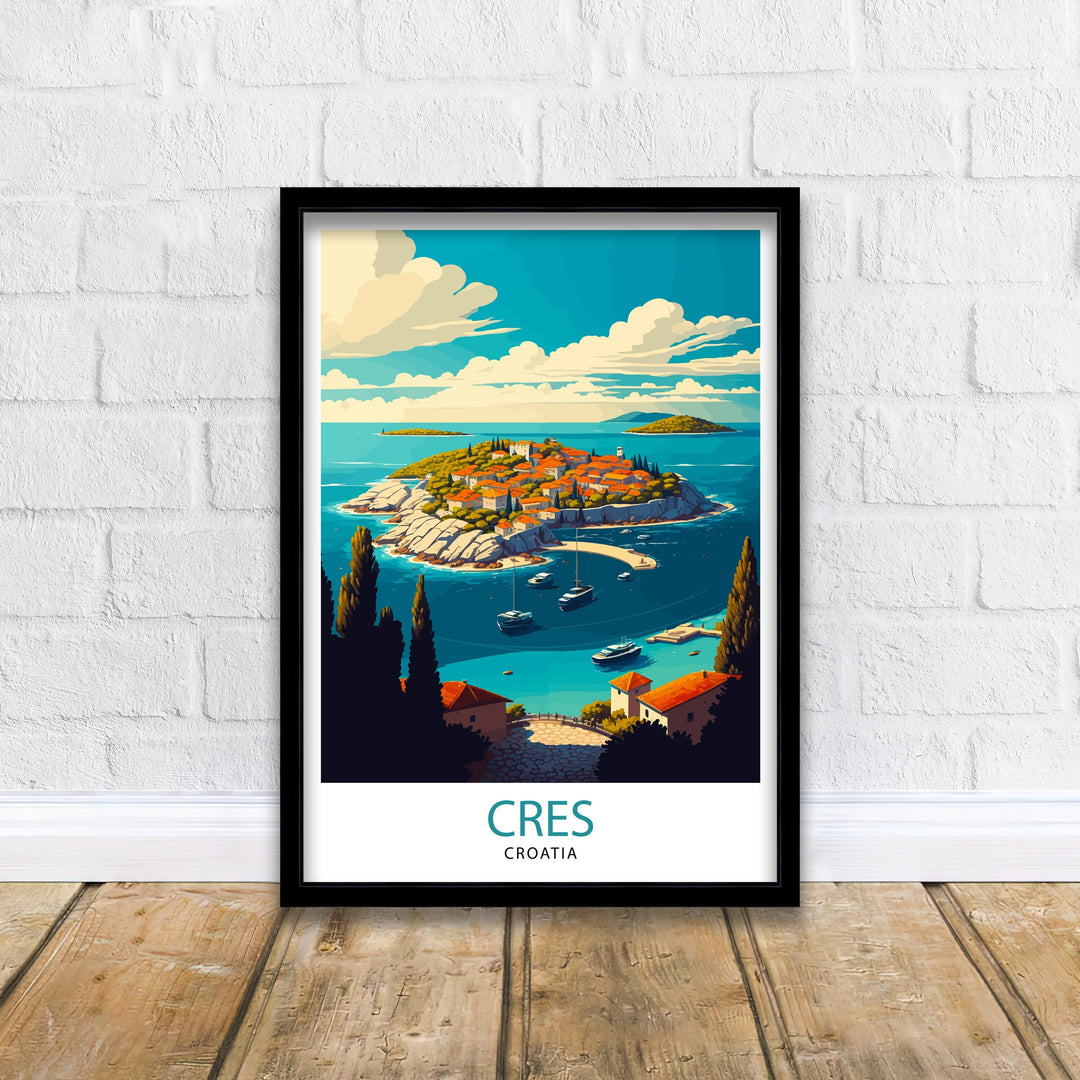 Cres Croatia Travel Poster Cres Island Wall Art Croatia Travel Poster Gift For Traveler Home Living Decor Illustration Poster